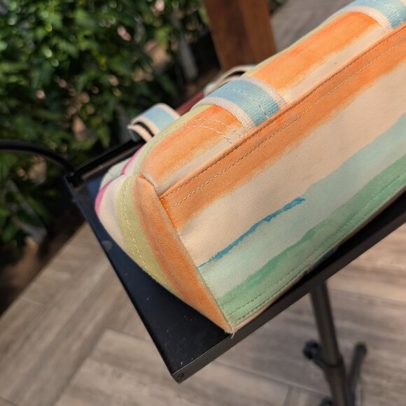 Coach, Hamptons Watercolor Canvas Mini Tote Bag, Multicolor Stripe, Leather Trim - Picture 8 of 15